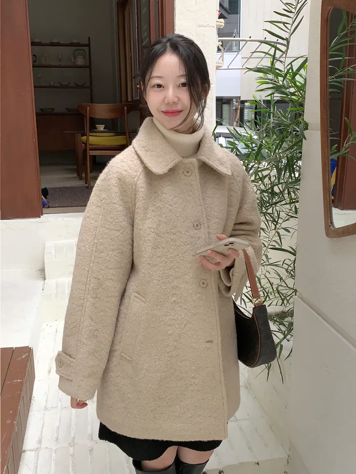 [안감누빔]테이퍼 부클 하프코트*베이지 당일발송 상세 이미지 5