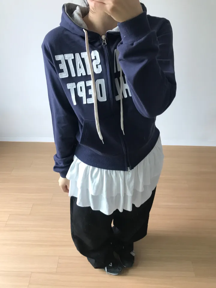 [투웨이] 뎁트 배색 반크롭 후드집업 상세 이미지 22