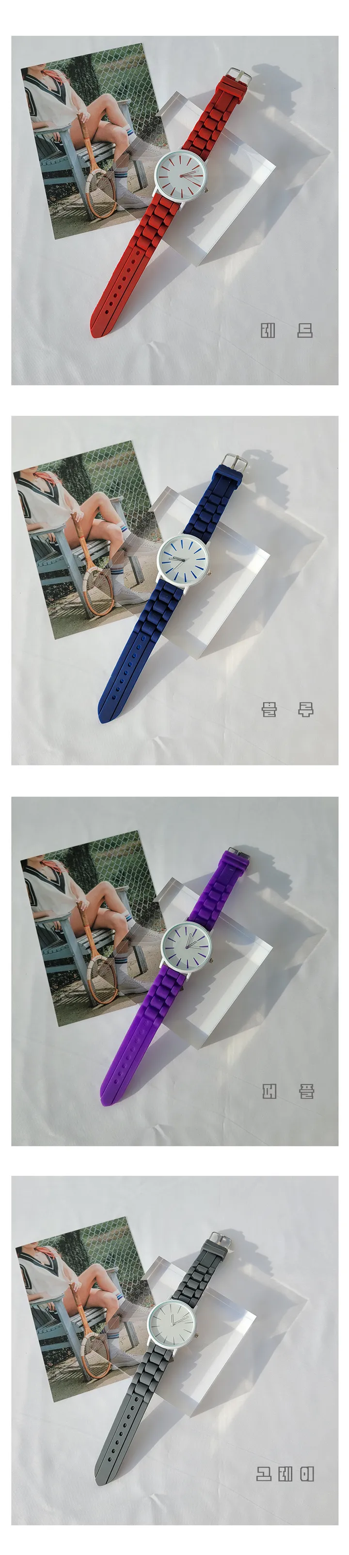 체인 실리콘 스트랩밴드 젤리팝 손목시계 상세 이미지 5