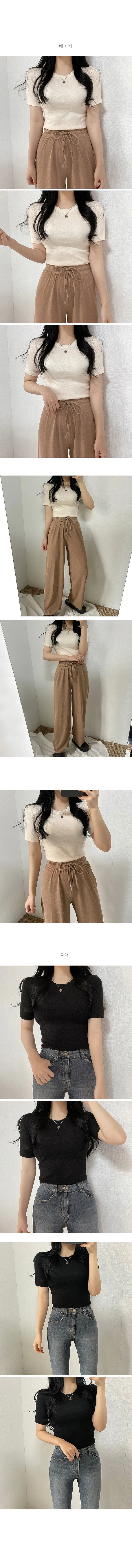 [묶음할인]팔라인 이뻐보이는 13컬러 쫀쫀 면 반팔티셔츠 상세 이미지 4