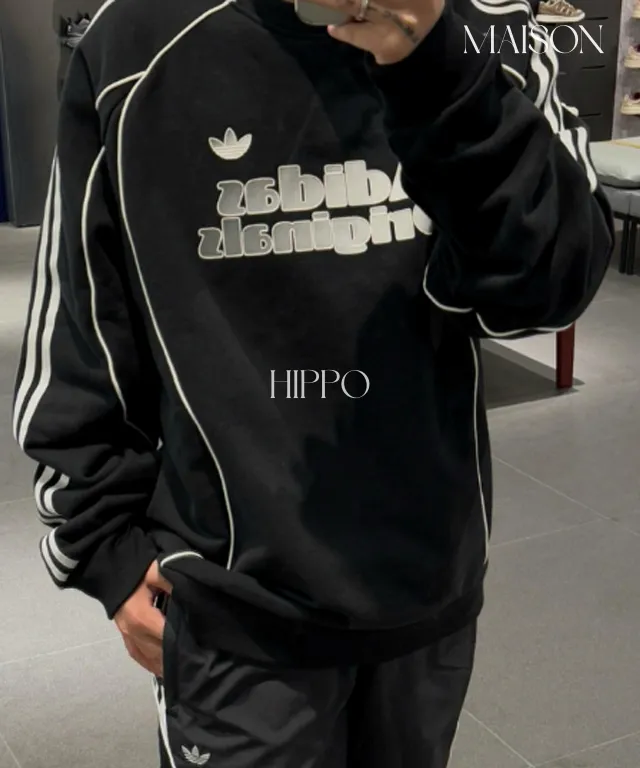 아디다스 오리지널 레트로 믹스 스웨트셔츠 맨투맨 티셔츠 블랙 JN3792