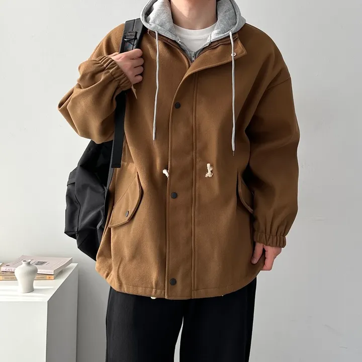 가을 겨울 오버핏 하프 코트 미니멀 빅사이즈 아우터 후드레이어드오버핏코트 상세 이미지 10