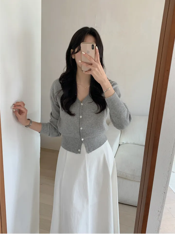 [봄신상/베이직/데일리] 빌리 브이넥가디건 7color 핑크그레이노랑 시보리 여리 니트 상세 이미지 13