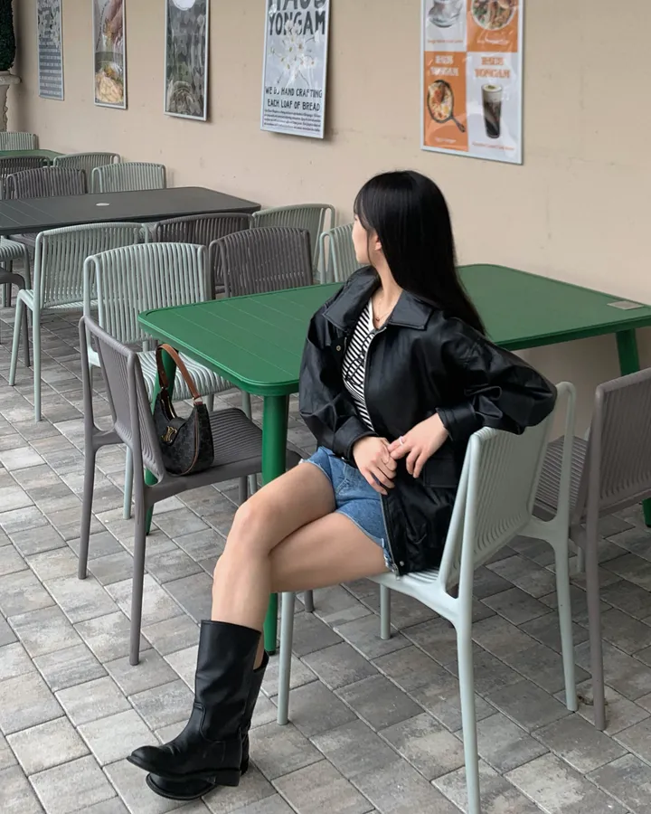 <미리 봄🌸/찐오버핏> 데이 오버핏 카라 블루종 레더자켓 - 2color 상세 이미지 30