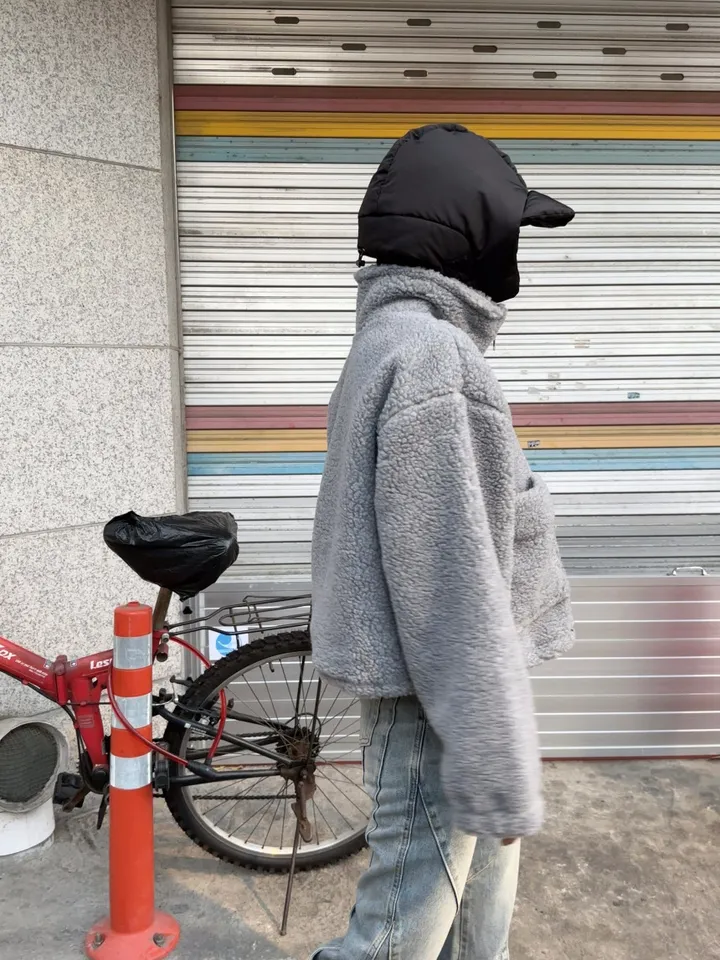 [iam테디베어]뽀글이 플리스 덤블자켓 후리스 양털점퍼 뽀글이자켓 4colors 오버핏 겨울아우터 힙 양털 집업 안감내장 자켓 상세 이미지 5