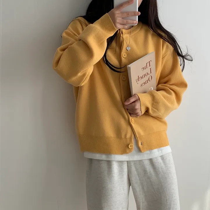 [ 데일리/무려~12컬러 ] 가을 겨울 포포 도톰 라운드 가디건 상세 이미지 55