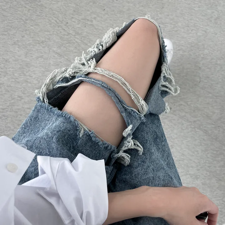 [비조단추] 스톤 워싱 디스트로이 데님 팬츠 상세 이미지 19