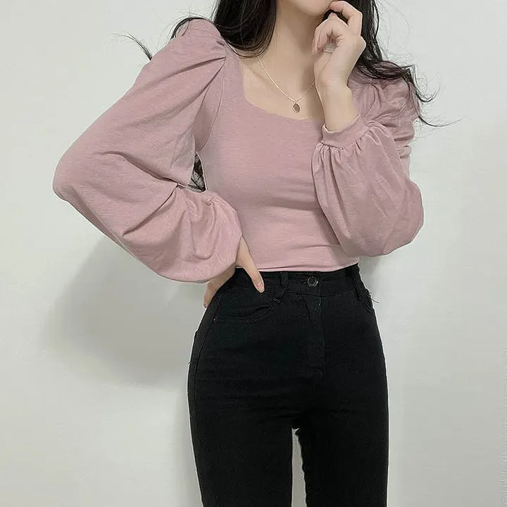 [속옷비침X!묶음할인]여리글램 퍼프 모어 스퀘어 반크롭 긴팔T 4col 상세 이미지 31