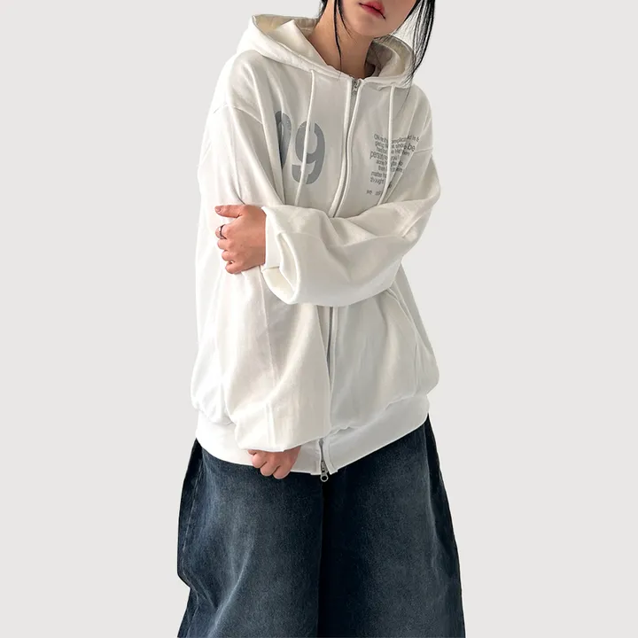 [UNISEX] 나인 레터링 투웨이 후드 집업 (3color) 상세 이미지 18