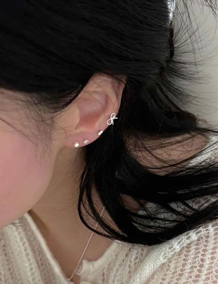 [925silver/4set] charlotte 리본 진주 큐빅 볼 925실버 피어싱세트 상세 이미지 13