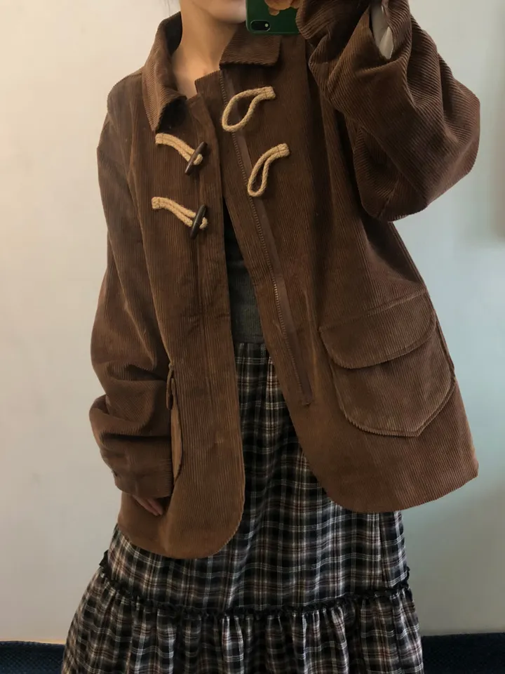 [UNISEX/남녀공용] 골덴 코듀로이 루즈핏 카라 떡볶이 코트 자켓 (3color) 상세 이미지 13
