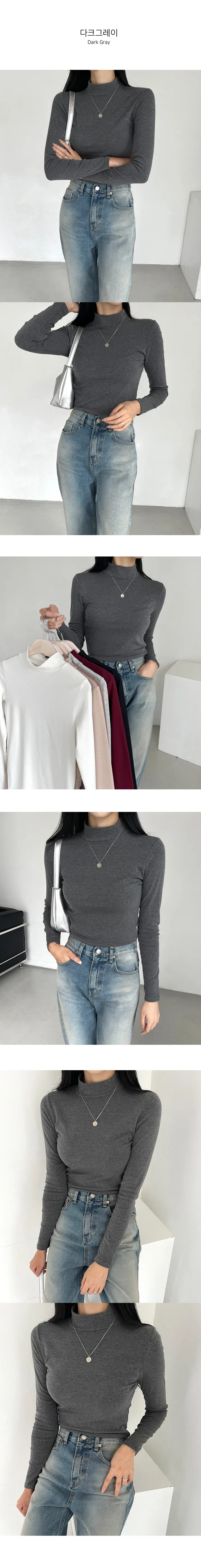 (반목/쫀쫀/후기인증) 속기모 반목티셔츠 긴팔 목폴라 7color 탄탄핏 하프넥 도톰 데일리템 상세 이미지 17