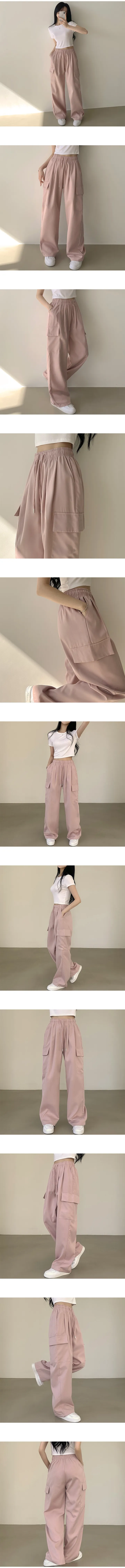[힙카고!/조거&와이드,기장선택] 여름까지 함께 할, 하이웨스트 밴딩 핀턱 카고 포켓 투웨이 트레이닝 와이드팬츠 (6color) 상세 이미지 4