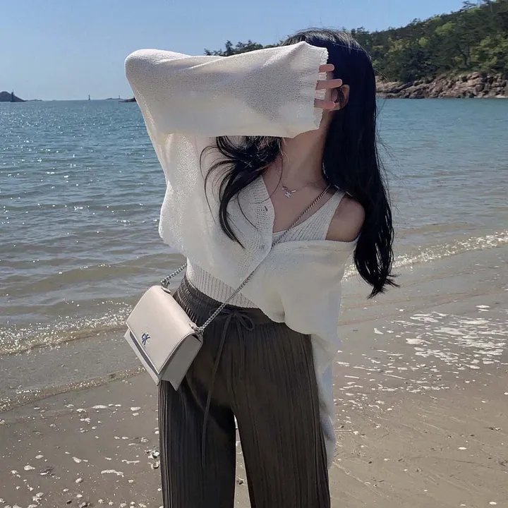 [✨SET가격/3천장 돌파!✨]피부에 달라붙지 않는, 부클 가디건+나시 투피스 세트 상세 이미지 12
