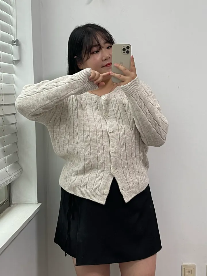 🚀당일출발🚀빠른배송📦 [~110size/빅사이즈] 라운드넥 꽈배기 도톰 단추 니트 가디건 상세 이미지 81