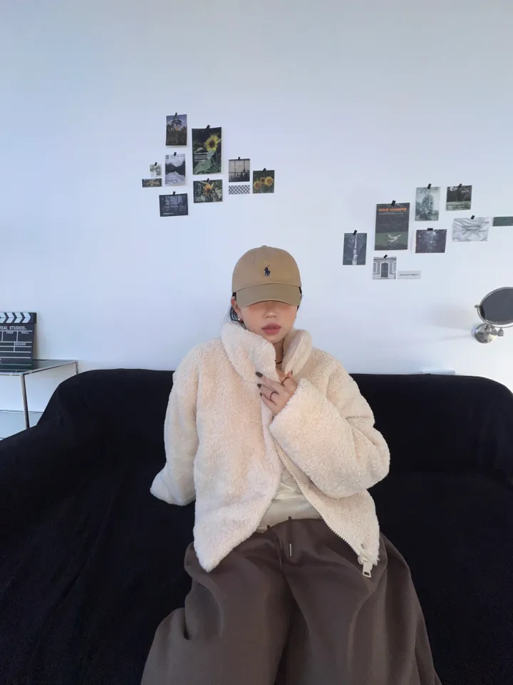 교복템 - 뽀글이 크롭 하이넥 양털패딩 - 점퍼 상세 이미지 33