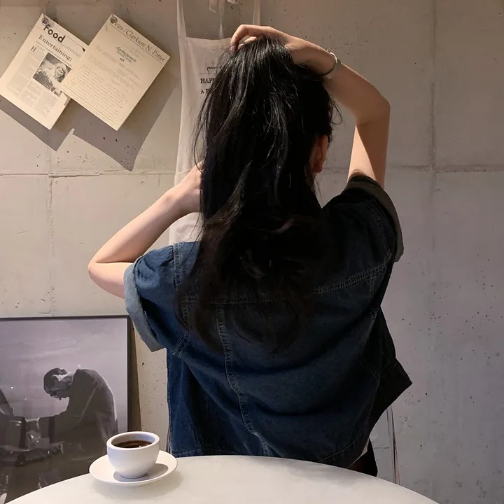 [후기극찬!/완전추천✨] 완소 웨이브 썸머 데님 반팔 자켓 청남방 - jk 상세 이미지 26