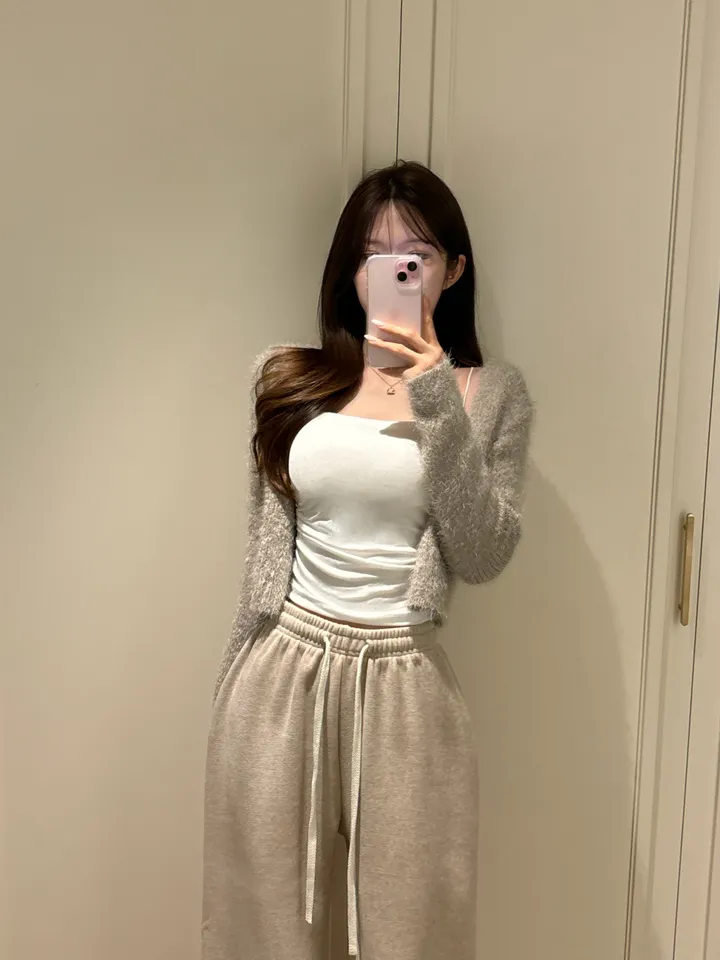[청순여리/쓱걸치는🩷] 뽀송 앙고라 크롭 니트 가디건 겨울신상 봄가디건 (5color) 상세 이미지 1