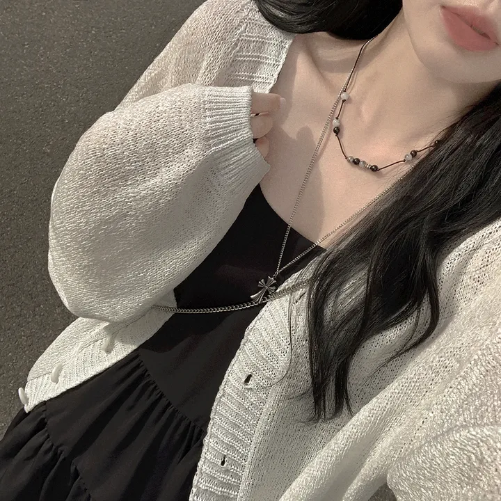 [햇빛차단☀️/왕오버핏!] 보호본능 왕박시 브이넥 여름 벌룬 가디건 빅사이즈 체형커버 살안타템 여행룩 상세 이미지 12