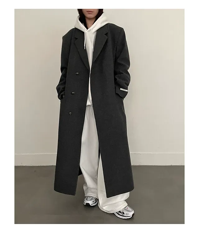 (Unisex) 카민 히든 롱 코트 (3color) 맥시 겨울코트 오버사이즈 울코트 남녀공용 상세 이미지 8