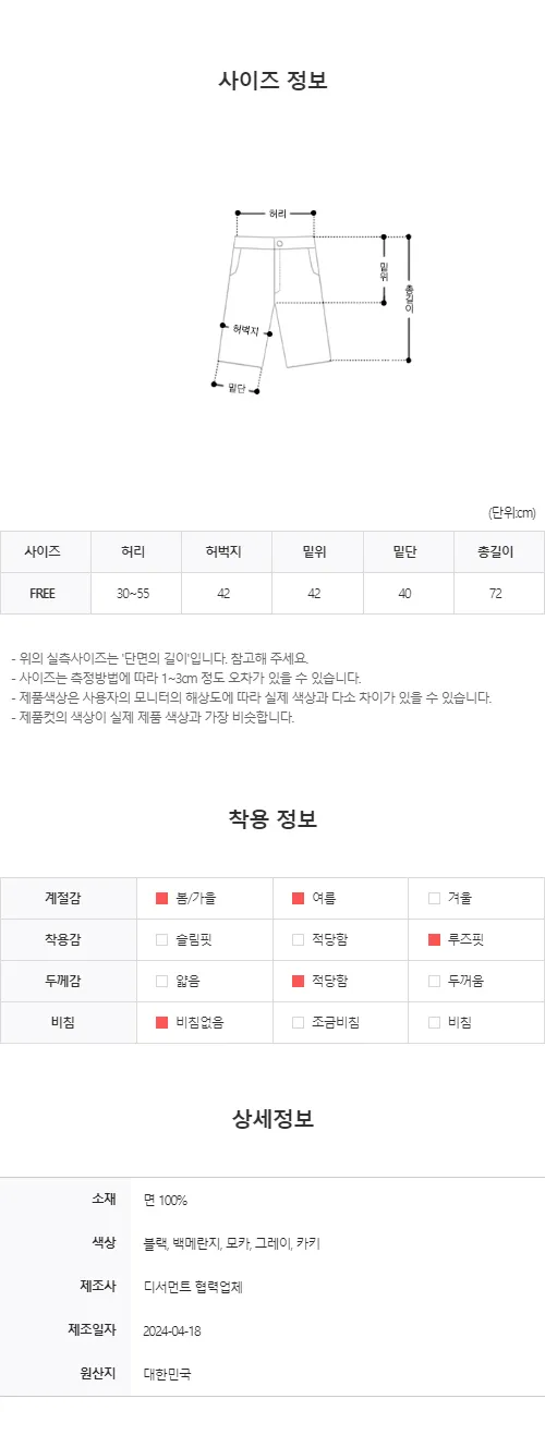(블랙, 그레이 당일발송) 더블 크림 7부 버뮤다 팬츠 5C 상세 이미지 49