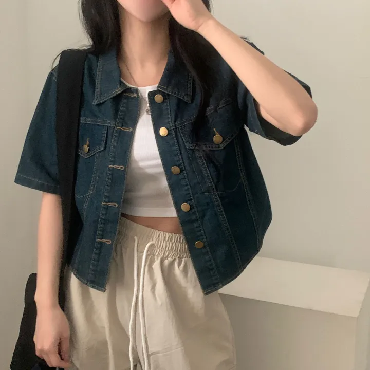 [데일리/청순무드(＊’͜’ )] 봄웨더 반팔 데님 크롭 청자켓 - 3color 상세 이미지 36