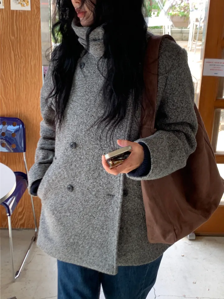 멜드 터틀넥 하프 더블 코트 상세 이미지 6