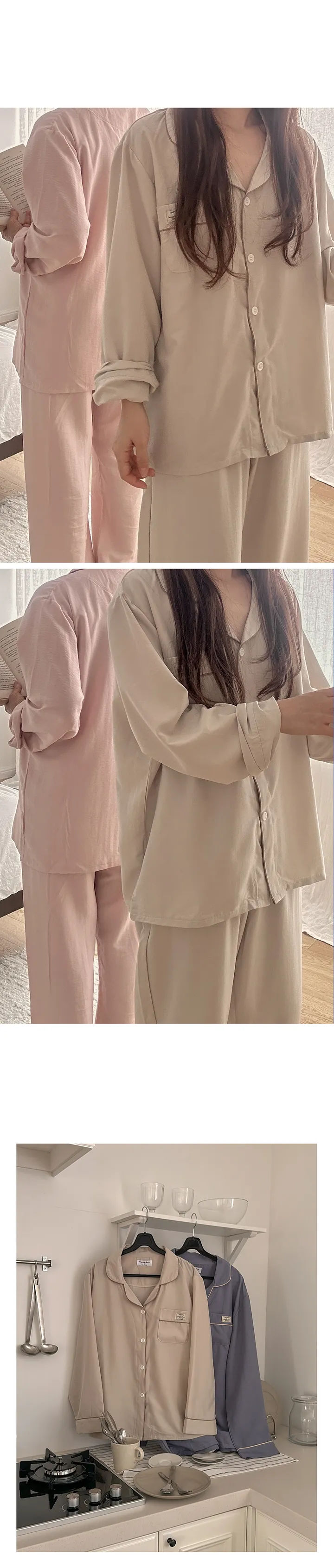 🌷 2만장 돌파🙏 당일발송 H.made✔ 베르니 무지 커플 잠옷 봄 가을 긴팔 파자마 세트 7color 상세 이미지 20