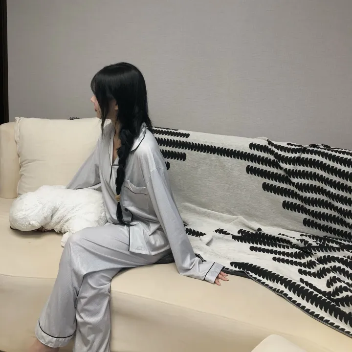 [🙋‍♀️최저가/당일출고] 그레이 스트라이프 잠옷 세트 홈웨어 파자마 커 상세 이미지 6