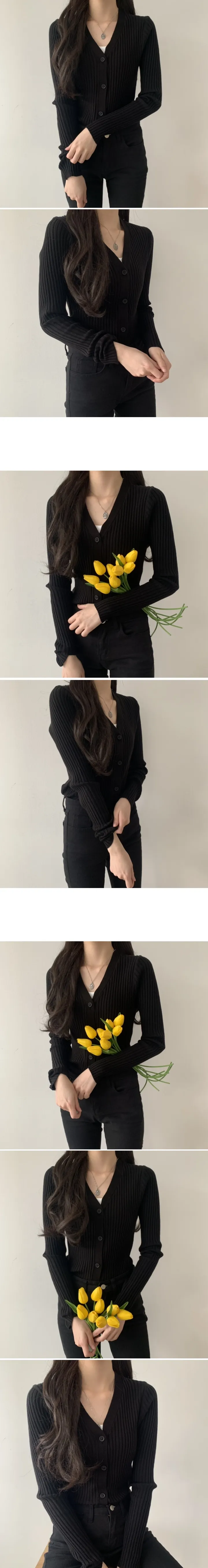 비쥬 골지 브이가디건 상세 이미지 4