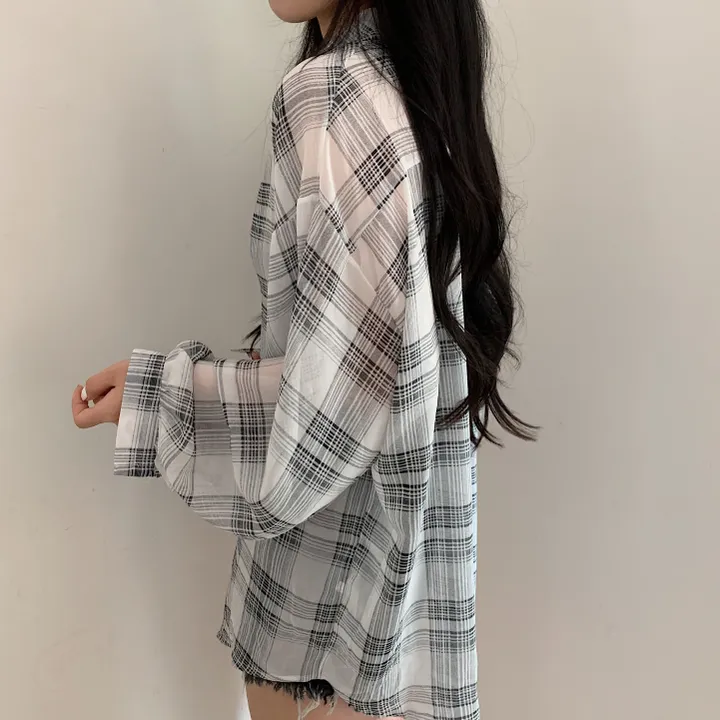 [장마철&휴가철] 은은한 시스루 루즈핏 체크남방,셔츠;2col 상세 이미지 28