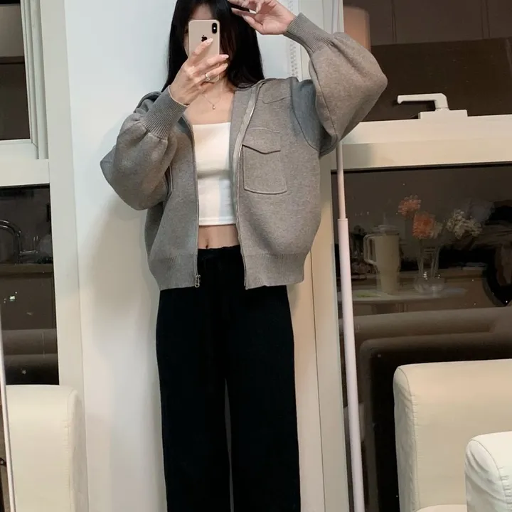 봄신상 고퀄리티 벌룬소매 아방핏 집업니트가디건  4COLOR 상세 이미지 26