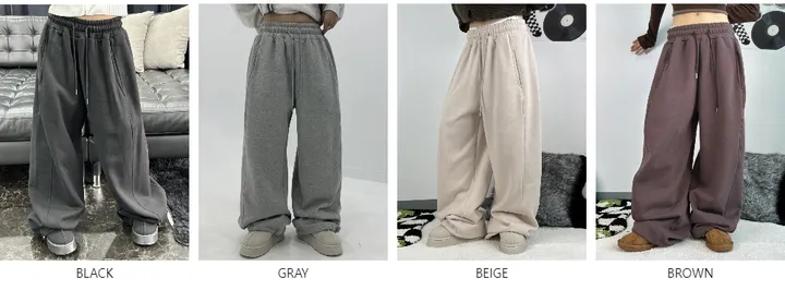 ❤️‍🔥누적판매8,000 돌파 기념❤️‍🔥[UNISEX/기모 ver.🤧/소장추천!]럽 올 컬러 와이드 스트링 트레이닝 팬츠(5color) 상세 이미지 2