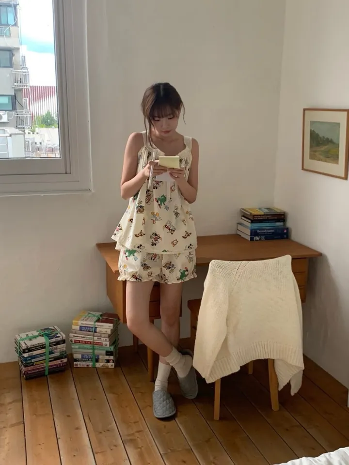 [디즈니정품] 홈웨어 레이스 미키 나시 반바지 파자마 잠옷 세트 상세 이미지 11