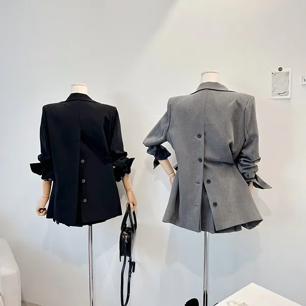 💙당일발송💙*자체제작* 뒷태여신 테일러드카라 대디자켓 버튼자켓 단추자켓 백트임 백버튼 뒷트임 오버핏자켓 슬림자켓 무지자켓 긴팔자켓 하프자켓 숏자켓 롱자켓 봄자켓 봄아우터 하객룩 상세 이미지 47