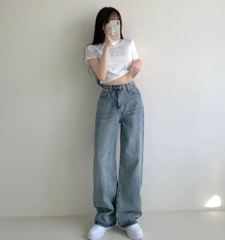 ["인생"데님🖤/기장선택/~XL] 올데이 하이웨스트 캣브러쉬 워싱 데님 와이드 팬츠 바지 키작녀 키큰녀 빅사이즈 청바지 상세 이미지 10