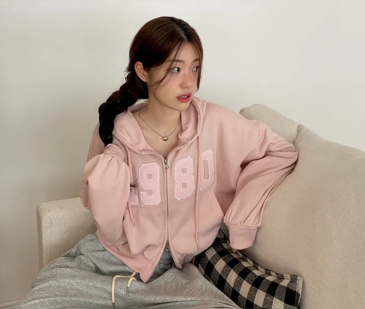 [기모버전추가!]6color 레븐 투지퍼 자수 배색 루즈핏 투웨이 크롭 후드 집업 상세 이미지 24