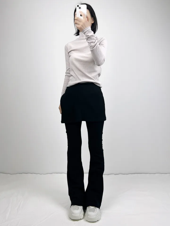 [🩶🖤 핏보장] 레이어드 부츠컷 스커트레깅스 상세 이미지 10