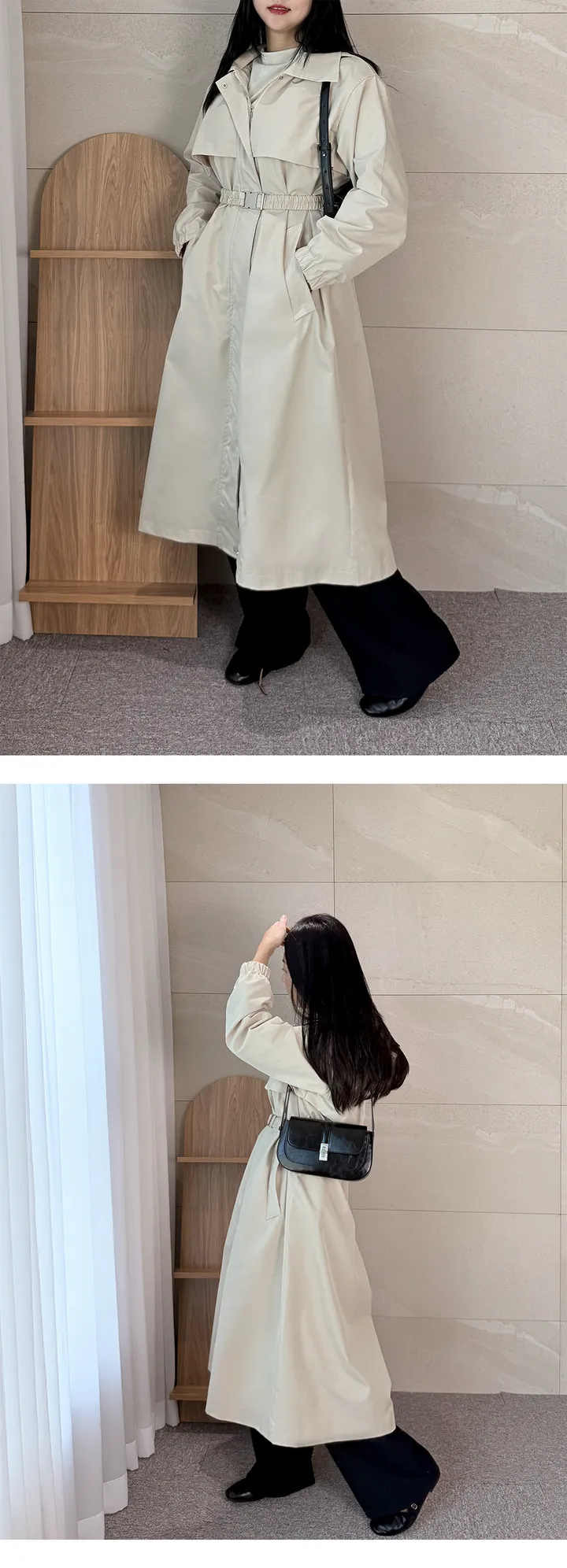 여성트렌치후드롱벨트바바리 봄트렌치바바리 상세 이미지 5