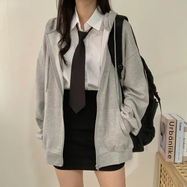 (◞˃ᆺ˂)◞💖[박시핏!/5컬러] 꾸안꾸강추 핏 예쁜 오버핏 심플 베이직 라인 두줄 포인트 기본 후드집업 상세 이미지 6