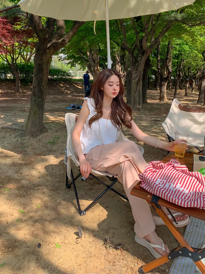 [묶음할인🎁간절기🤎롱&숏/진짜강추ㅠ] 아이스 바스락 나일론 썸머 카고 와이드 트레이닝 팬츠 하이웨스트 밴딩 봄 츄리닝 바지 냉장고 벚꽃룩 꽃놀이룩 개강여신 6COL 상세 이미지 52