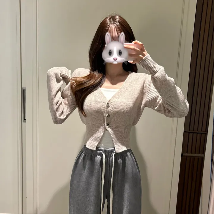 [허리잘록/크롭] 브이넥 울 크롭 가디건 봄겨울신상 봄가디건 (4color) 상세 이미지 4