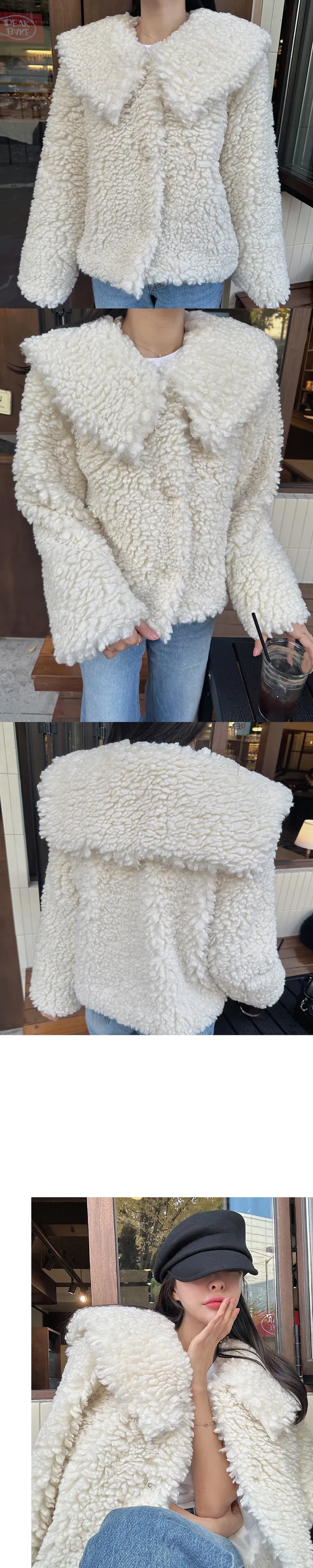 [고퀄/가벼운페이크퍼]비숑퍼자켓 세일러카라퍼자켓 상세 이미지 4