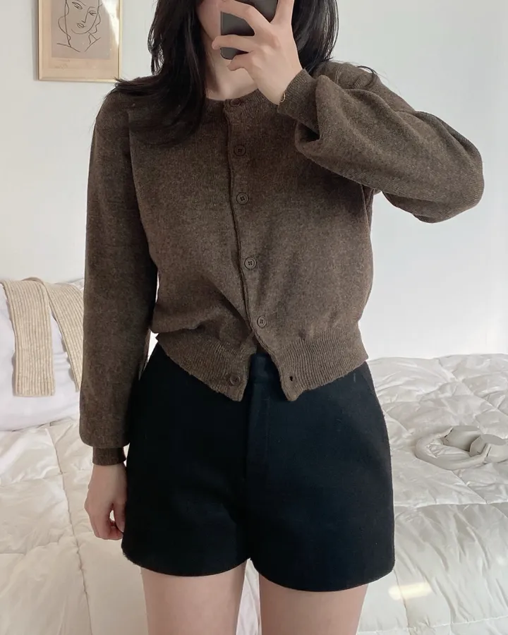 [데일리/인생핏] 라운드 무지 기본 긴팔 니트 가디건 상세 이미지 22