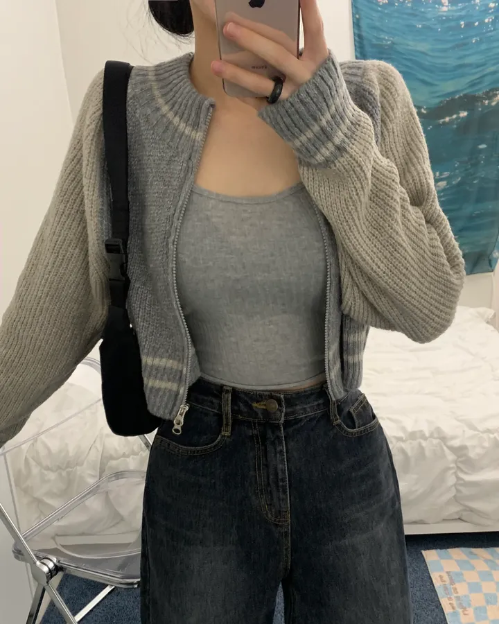 bori two way raglan crop Knit zip-up (3color) 상세 이미지 6