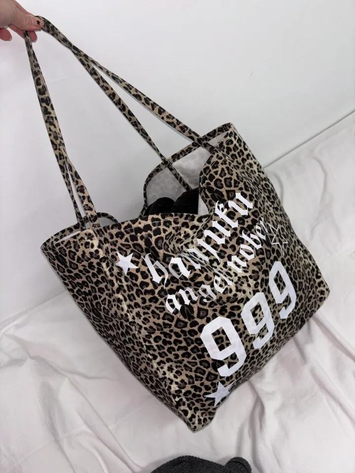 MADE / Harajuku Angel Big Bag / Y2K 갸루 빈티지 레오파드 보부상가방 레터링백 숄더백 빅백 헬스가방 여행가방 상세 이미지 12