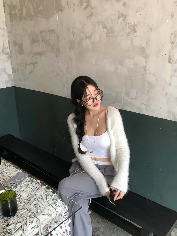 부하지않은! [*왕보들/여리핏] 앙고라 베이비컬러 투버튼 솔잎 가디건-6col 상세 이미지 6
