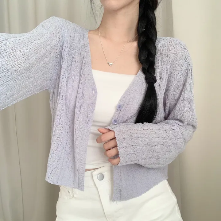 [청순여리핏🌸/살탐방지] 부클 골지 크롭 가디건 상세 이미지 5