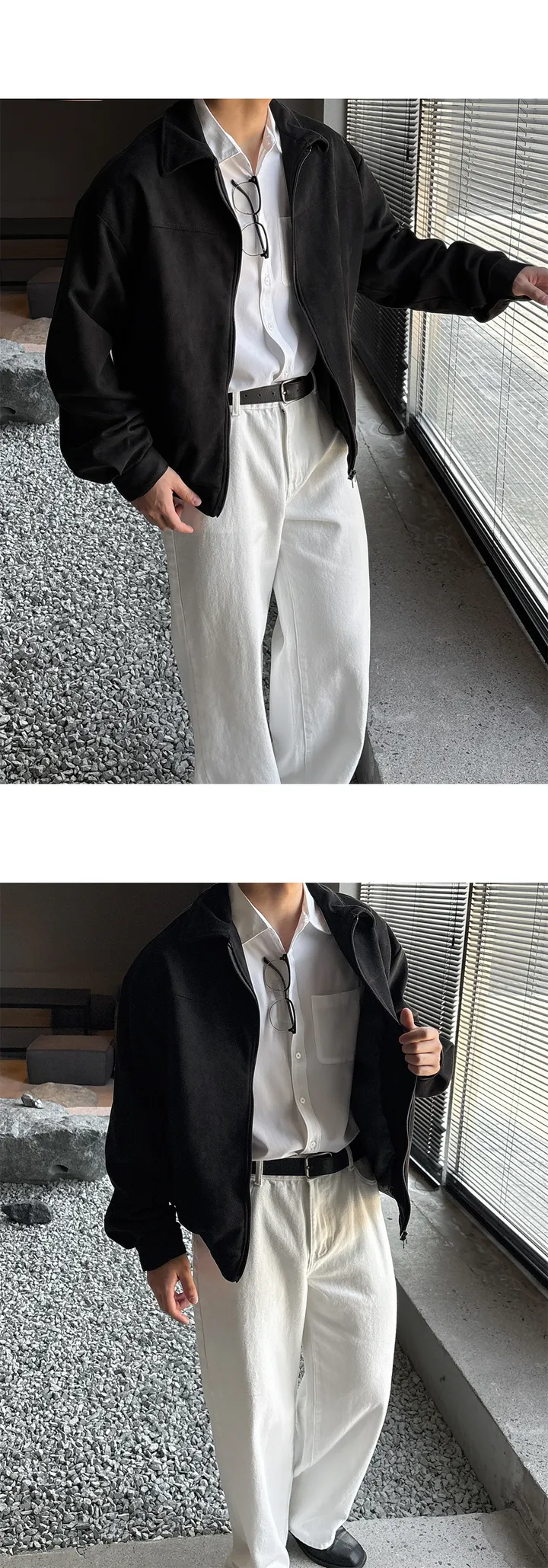 [1+1할인/당일출고] 투웨이 절개 스웨이드 오버핏 크롭 자켓 상세 이미지 19