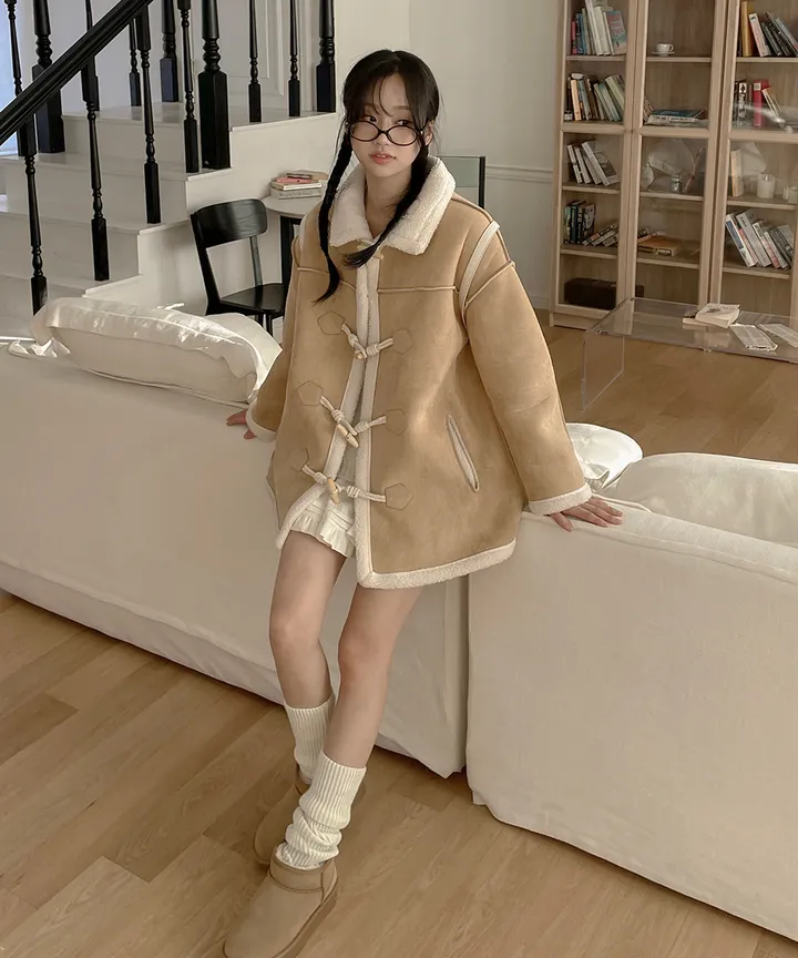 [최저가💗떡볶이코트🤎] 멘지 스웨이드 양털 하프 떡볶이 코트 겨울 / 연말룩 크리스마스 겨울아우터 겨울코트 양털자켓 패딩 뮤잉 상세 이미지 6